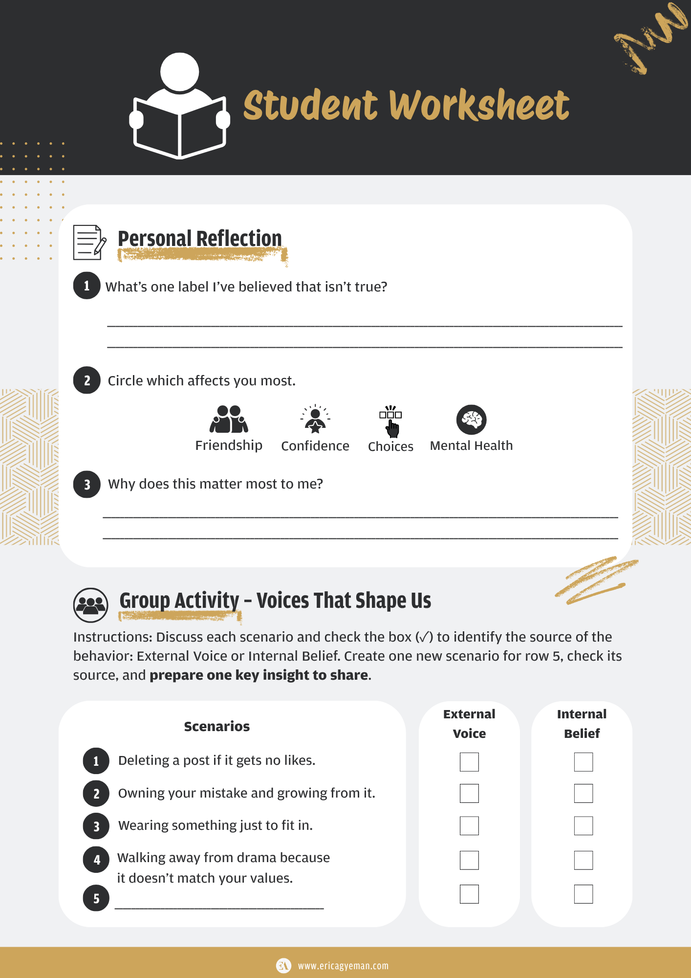 Impact & Reflection worksheet – first preview